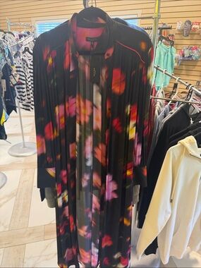 rag & bone Black Maxi Dress with Pink, Red & Yellow Floral Print